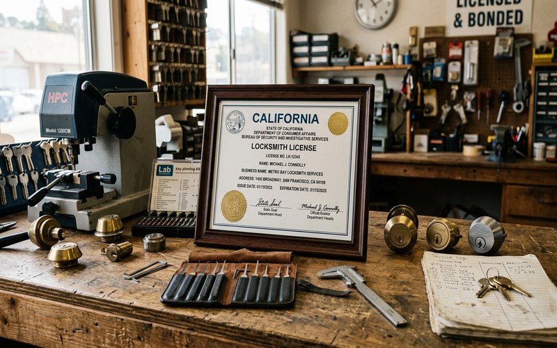 California BSIS locksmith license verification for San Ramon